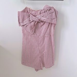 The Impeccable Pig Strapless Red & White Romper